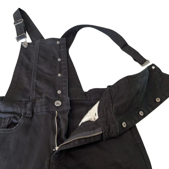 Forever 21 Black Bib Overall Ripped Skinny Jeans Size 26 Distressed Festival - Picture 6 of 15